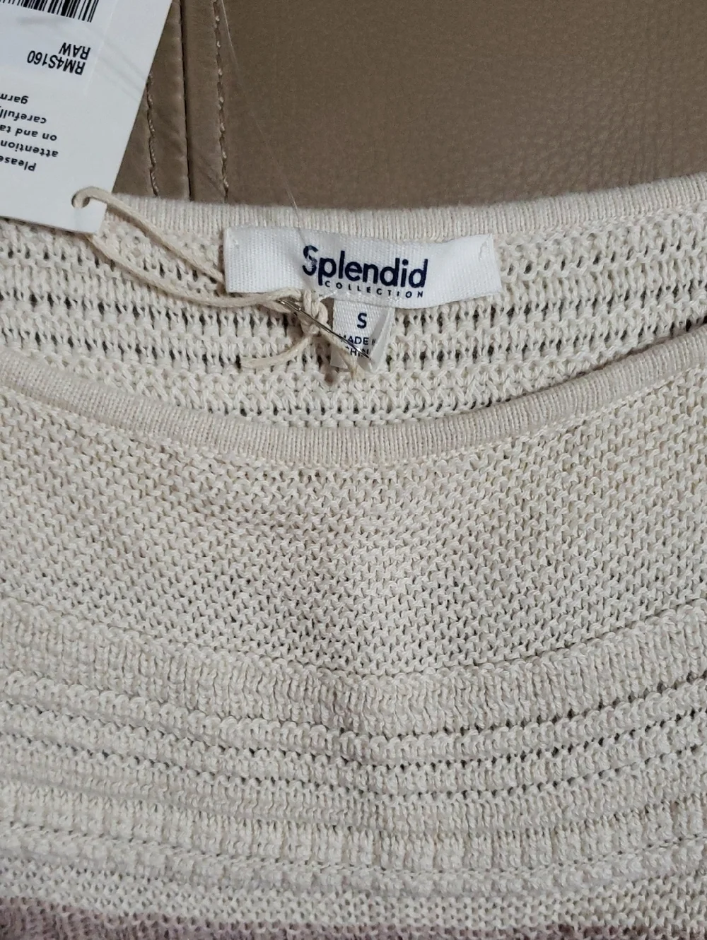 Splendid Nicola Sweater Tank Top In A Cream And Tan Color.  Size: Small - Picture 9 of 9